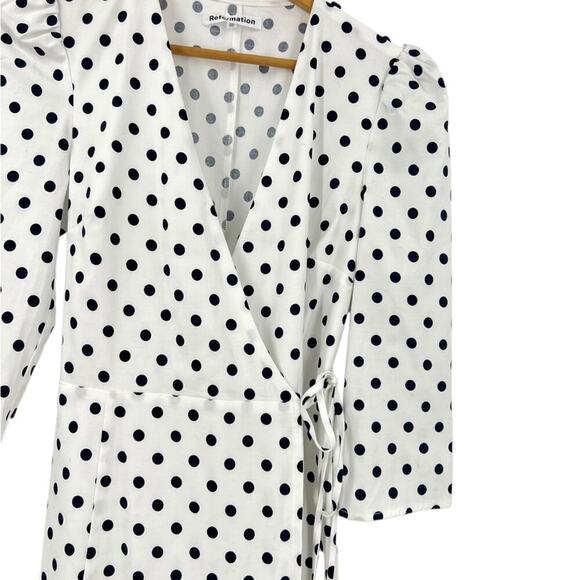 NEW Reformation Hilltop Wrap Dress Sz XS White Black - Picture 8 of 11